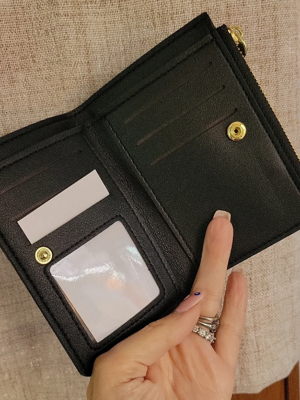 Black Cherry Embroidered Compact Wallet - Women Bags